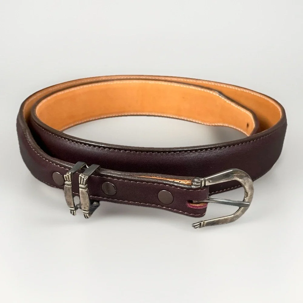 James Reid Santa Fe Sterling Silver 925 Buckle On Leather Brown Belt Size 38